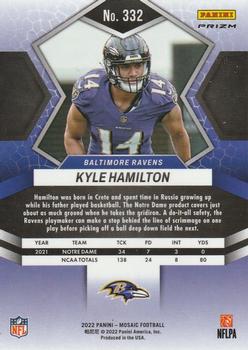 2022 Panini Mosaic - Mosaic Camo Pink #332 Kyle Hamilton Back