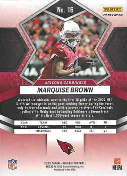2022 Panini Mosaic - Sparkle Red #16 Marquise Brown Back