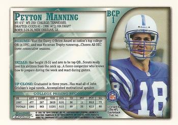 1998 Bowman - Chrome Preview #BCP1 Peyton Manning Back