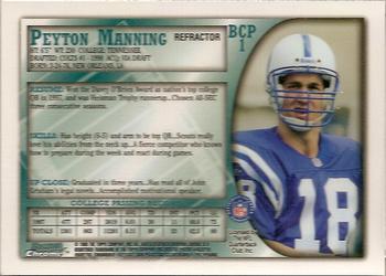 1998 Bowman - Chrome Preview Refractors #BCP1 Peyton Manning Back