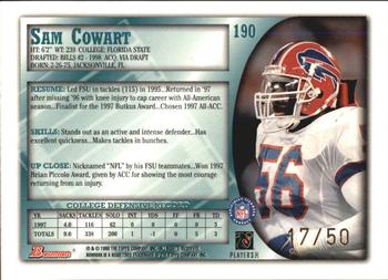 1998 Bowman - Golden Anniversary #190 Sam Cowart Back