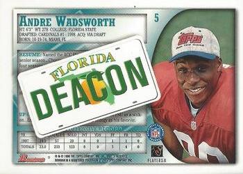1998 Bowman - Interstate #5 Andre Wadsworth Back
