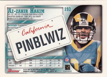 1998 Bowman - Interstate #193 Az-Zahir Hakim Back