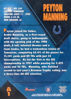 1998 Bowman - Rookie Autographs #A1 Peyton Manning Back