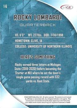2023 SAGE HIT - Silver #16 Rocky Lombardi Back
