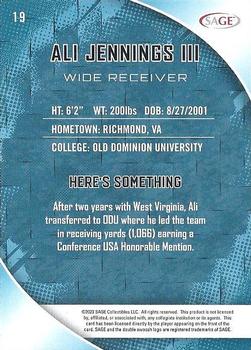 2023 SAGE HIT - Silver #19 Ali Jennings III Back