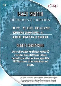 2023 SAGE HIT - Silver #57 Mazi Smith Back