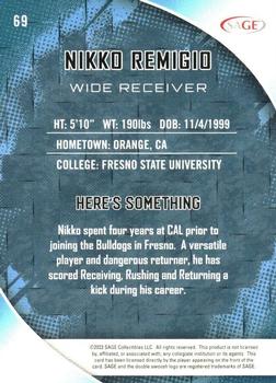 2023 SAGE HIT - Silver #69 Nikko Remigio Back