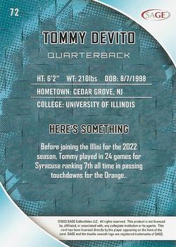 2023 SAGE HIT - Silver #72 Tommy Devito Back