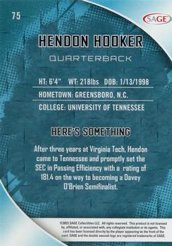 2023 SAGE HIT - Silver #75 Hendon Hooker Back