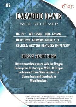 2023 SAGE HIT - Silver #105 Daewood Davis Back