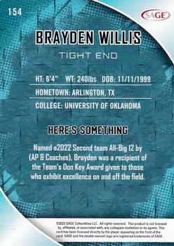 2023 SAGE HIT - Silver #154 Brayden Willis Back