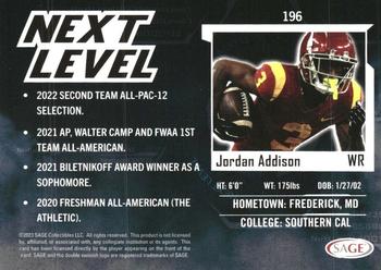 2023 SAGE HIT - Silver #196 Jordan Addison Back