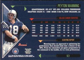 1998 Bowman - Scout's Choice #SC1 Peyton Manning Back