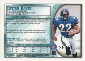 1998 Bowman Chrome - Golden Anniversary #28 Tavian Banks Back