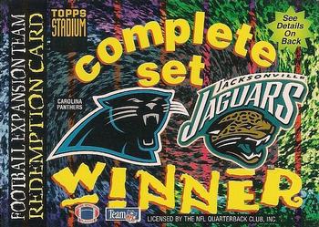 1994 Stadium Club - Expansion Team Redemptions #NNO Carolina Panthers / Jacksonville Jaguars Front