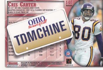 1998 Bowman Chrome - Refractors #140 Cris Carter Back