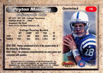 1998 Bowman's Best - Autographs #7b Peyton Manning Back