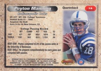1998 Bowman's Best - Autographs Refractors #7a Peyton Manning Back