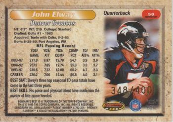 1998 Bowman's Best - Refractors #50 John Elway Back