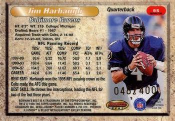 1998 Bowman's Best - Refractors #95 Jim Harbaugh Back