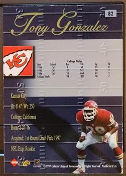 1998 Collector's Edge Advantage - Gold #82 Tony Gonzalez Back