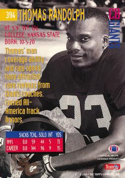 1994 Stadium Club - First Day Issue #394 Thomas Randolph Back