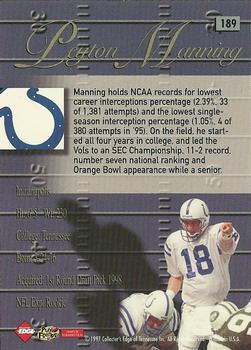 1998 Collector's Edge Advantage - Silver #189 Peyton Manning Back