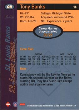 1998 Collector's Edge First Place - 50-Point #16 Tony Banks Back