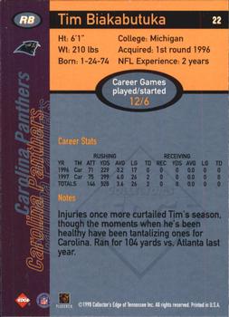 1998 Collector's Edge First Place - 50-Point #22 Tim Biakabutuka Back