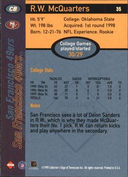 1998 Collector's Edge First Place - 50-Point #35 R.W. McQuarters Back