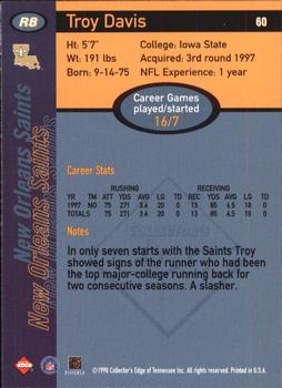 1998 Collector's Edge First Place - 50-Point #60 Troy Davis Back