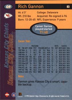 1998 Collector's Edge First Place - 50-Point #83 Rich Gannon Back