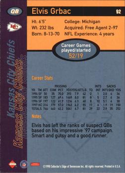 1998 Collector's Edge First Place - 50-Point #92 Elvis Grbac Back