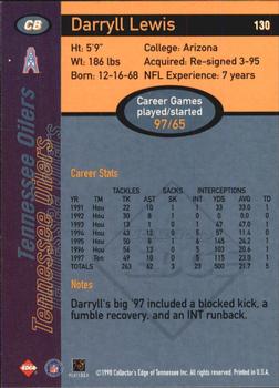 1998 Collector's Edge First Place - 50-Point #130 Darryll Lewis Back
