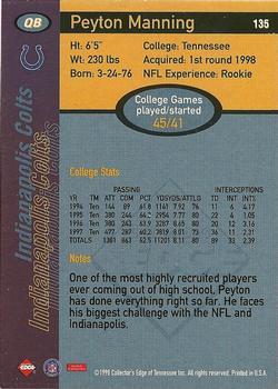 1998 Collector's Edge First Place - 50-Point #135 Peyton Manning Back