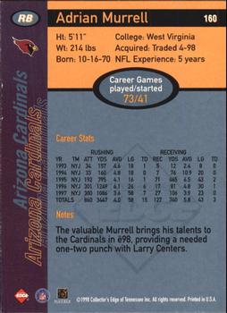 1998 Collector's Edge First Place - 50-Point #160 Adrian Murrell Back