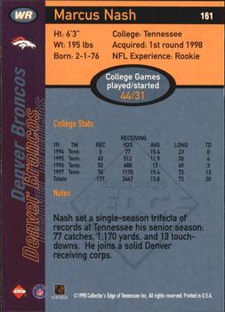 1998 Collector's Edge First Place - 50-Point #161 Marcus Nash Back