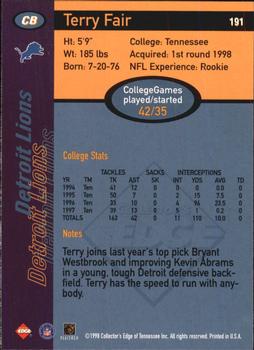 1998 Collector's Edge First Place - 50-Point #191 Terry Fair Back