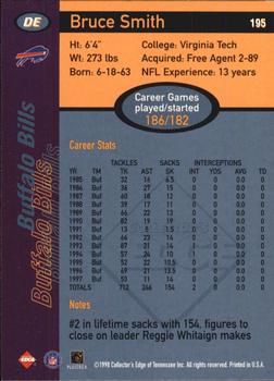 1998 Collector's Edge First Place - 50-Point #195 Bruce Smith Back