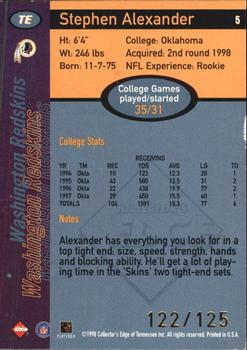 1998 Collector's Edge First Place - 50-Point Silver Border #5 Stephen Alexander Back