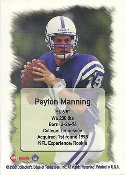 1998 Collector's Edge First Place - Peyton Manning Gold Border #NNO Peyton Manning Back