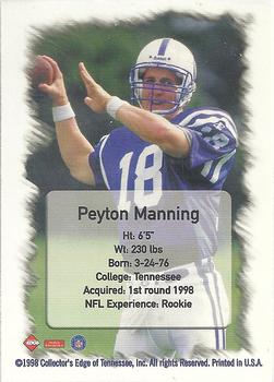 1998 Collector's Edge First Place - Peyton Manning Gold Border #NNO Peyton Manning Back