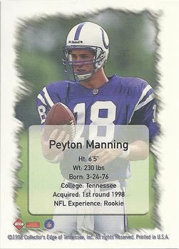 1998 Collector's Edge First Place - Peyton Manning Silver Border Aftermarket #NNO Peyton Manning Back