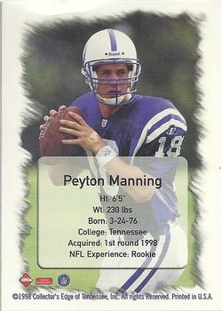 1998 Collector's Edge First Place - Peyton Manning Silver Border Aftermarket #NNO Peyton Manning Back