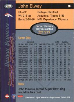 1998 Collector's Edge First Place - Record Setters #70 John Elway Back