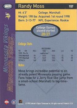 1998 Collector's Edge First Place - Record Setters #157 Randy Moss Back