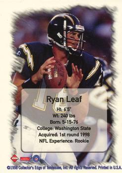 1998 Collector's Edge First Place - Ryan Leaf Gold Border #NNO Ryan Leaf Back