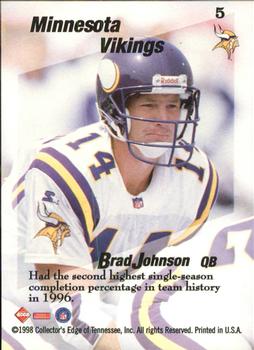 1998 Collector's Edge First Place - Triple Threat #5 Brad Johnson Back