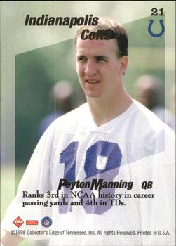 1998 Collector's Edge First Place - Triple Threat #21 Peyton Manning Back